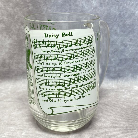 Hazel Atlas Big Top Peanut Butter Glass "Daisy Bell" Song Lyrics Mug - Picture 4 of 11